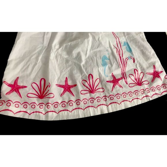 Janie Jack Swimsuit Dress Pink Retro Seahorse Starfish Beach 